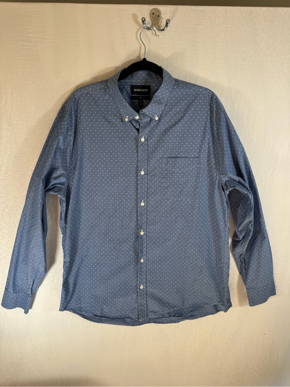 Bonobos XL Long Slim Fit Blue Polka Dot Button Down Shirt